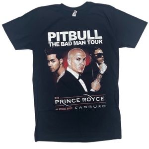 Pitbull The Bad Man Tour black and white short sleeve t shirt